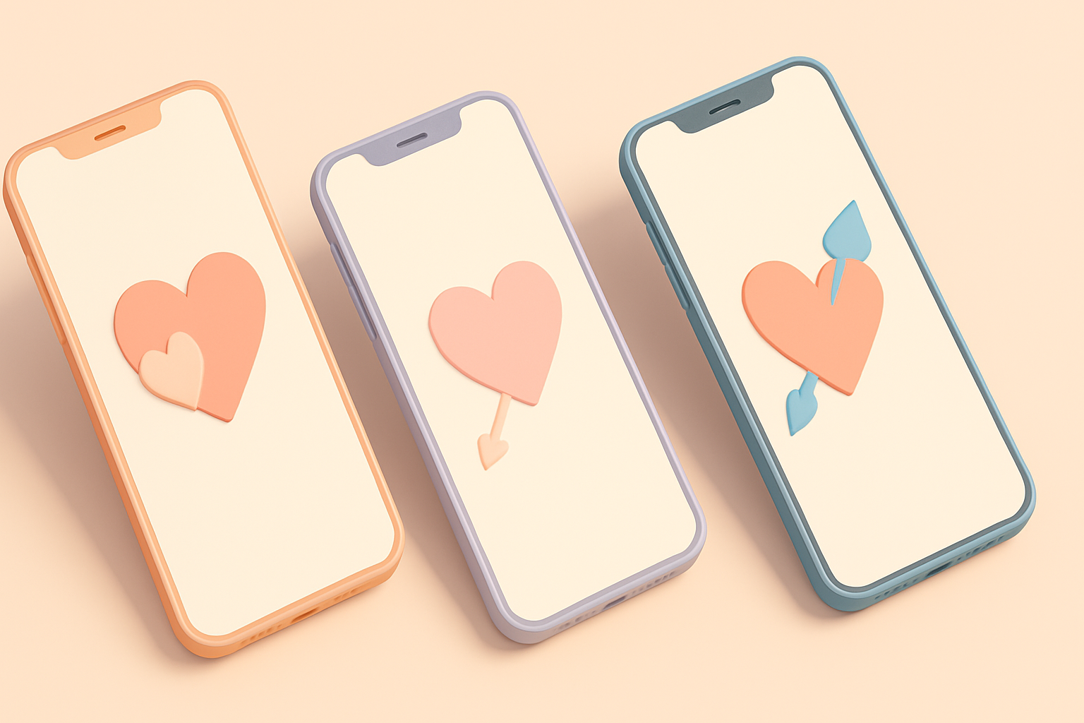 Three isometric smartphones showing vertical video frames