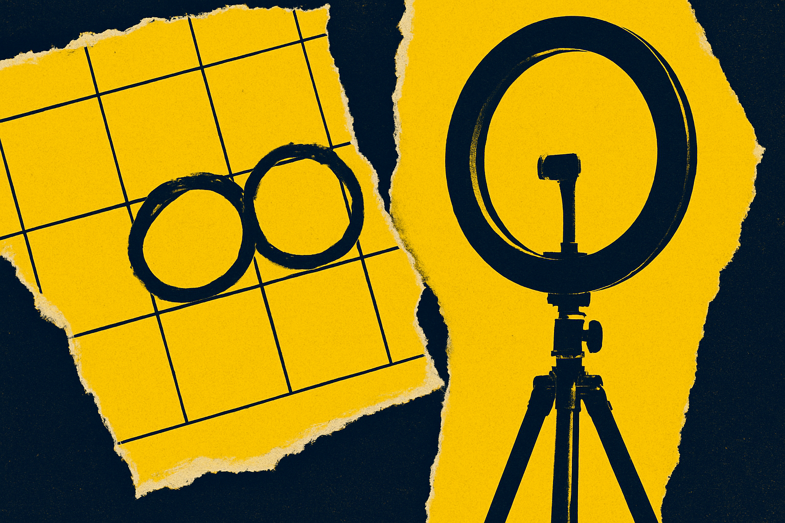 Torn paper calendar with two days circled next to a ring light